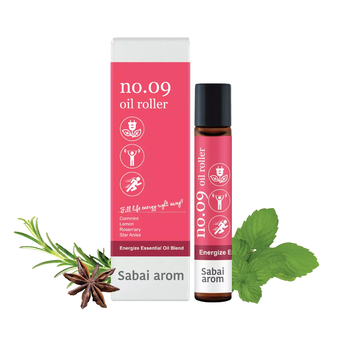 NO.9 Charge Up Essential Oils Spot Roller 8 ml.