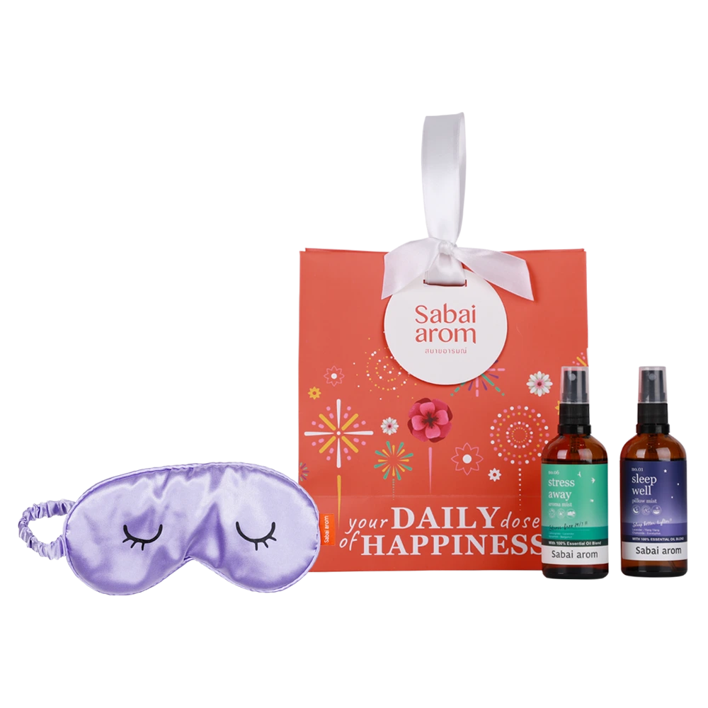 MicrosoftTeams image 2 <strong>Sabai arom Duo Mist Gift Set for your loved one. </strong> This set includes of • No.1 Sleep Well Pillow Mist 100 ml. • No.6 Stress Away Aroma Mist 100 ml. • Free Sleep well eyemask (300.-)